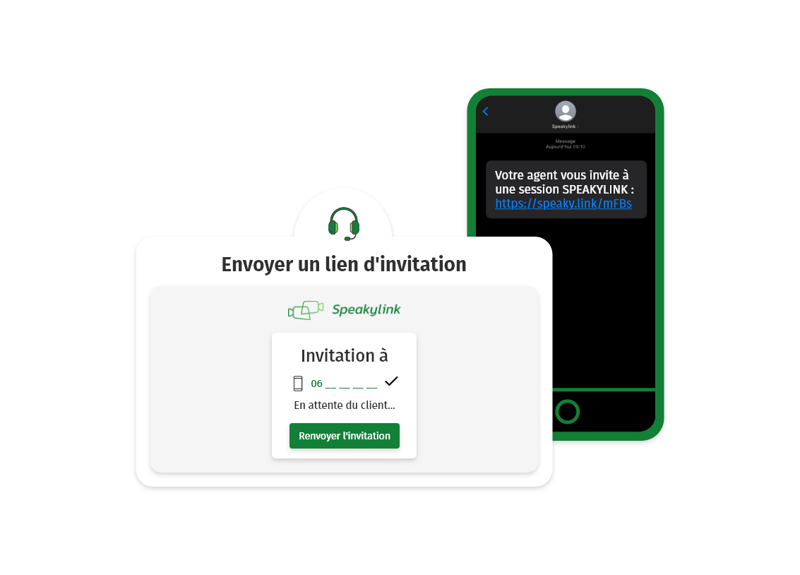 Mockup de la solution Speakylink - fonctionnalité initiation session